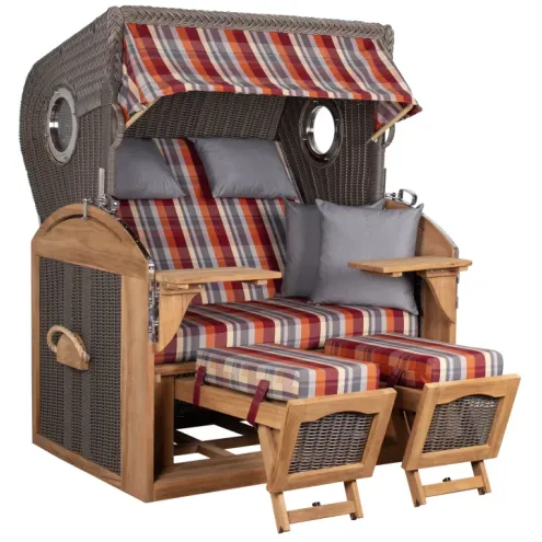 2.5-SITZER TEAK STRANDKORB SYLT MIT BULLAUGEN GREY DESIGN 584