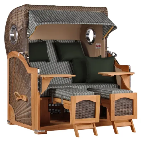 2.5-SITZER TEAK STRANDKORB DANGAST MIT BULLAUGEN GREY DESIGN 504