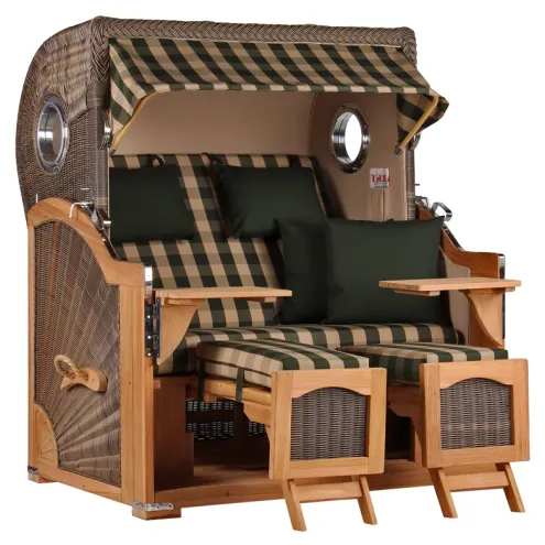 2.5-SITZER TEAK STRANDKORB DANGAST MIT BULLAUGEN GREY DESIGN 506