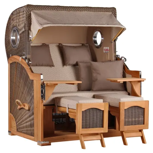 2.5-SITZER TEAK STRANDKORB DANGAST MIT BULLAUGEN GREY DESIGN 510