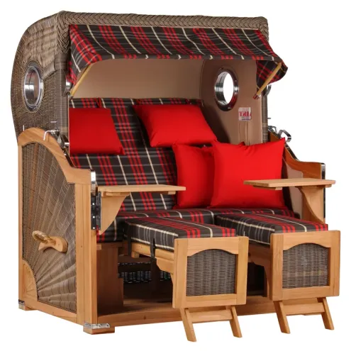 2.5-SITZER TEAK STRANDKORB DANGAST MIT BULLAUGEN GREY DESIGN 529