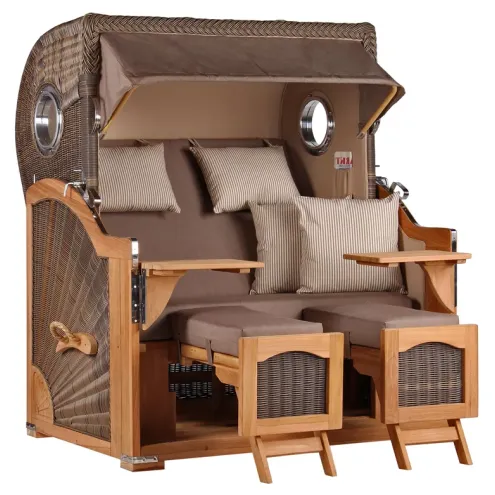 2.5-SITZER TEAK STRANDKORB DANGAST MIT BULLAUGEN GREY DESIGN 534