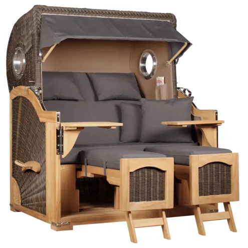 2.5-SITZER TEAK STRANDKORB DANGAST MIT BULLAUGEN GREY DESIGN 551