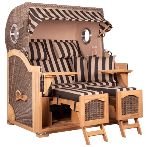 2.5-SITZER TEAK STRANDKORB DANGAST MIT BULLAUGEN GREY DESIGN 581