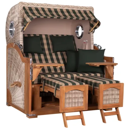 2.5-SITZER TEAK STRANDKORB DANGAST MIT BULLAUGEN SHELL DESIGN 506
