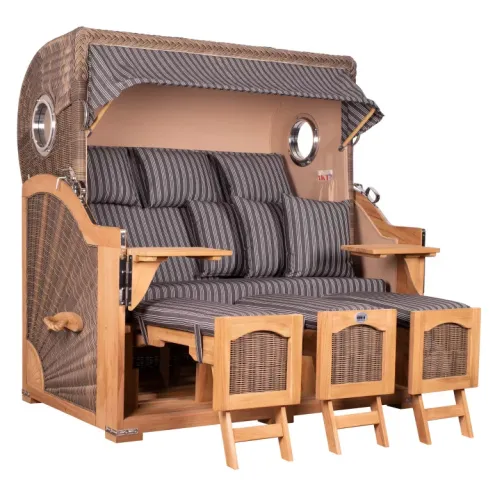 3ER TEAK STRANDKOB DANGAST MIT BULLAUGE GREY DESIGN 500