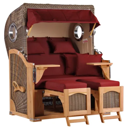 2-SITZER TEAK STRANDKORB DANGAST MIT BULLAUGEN GREY DESIGN 550
