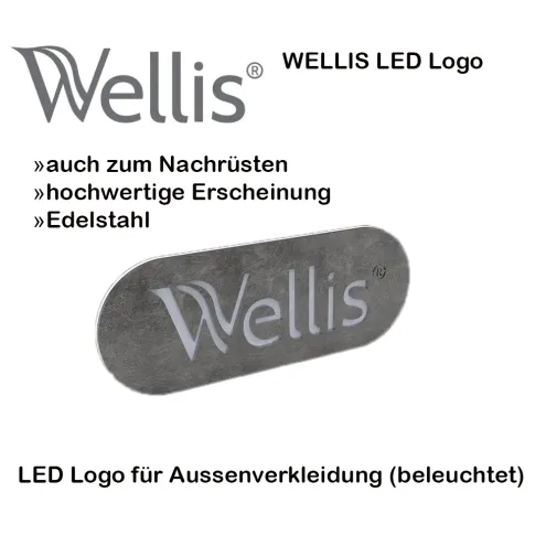Wellis LED Logo beleuchtet