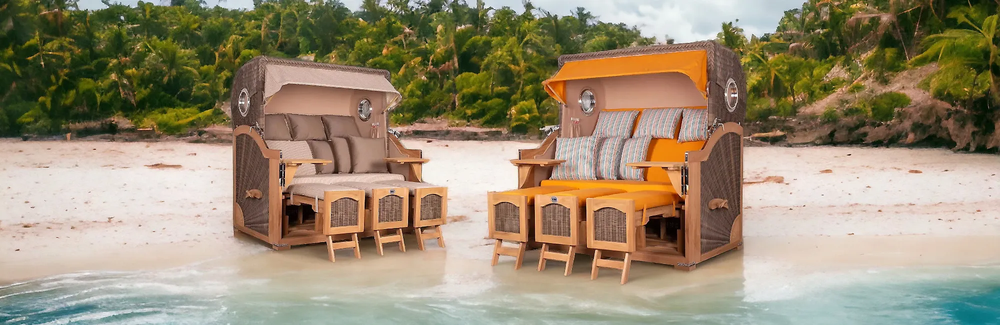 3er Teak Strandkorb Dangast XXL